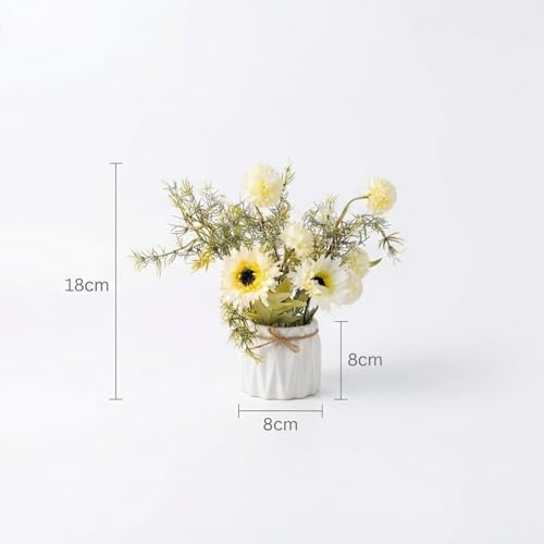 Image of Dekorly Artificial Lavender Plant in White Pot, 18cm - Realistic Faux Flower Arrangement for Home & Office Decor (Set of 1) (1, White Dry Dais)