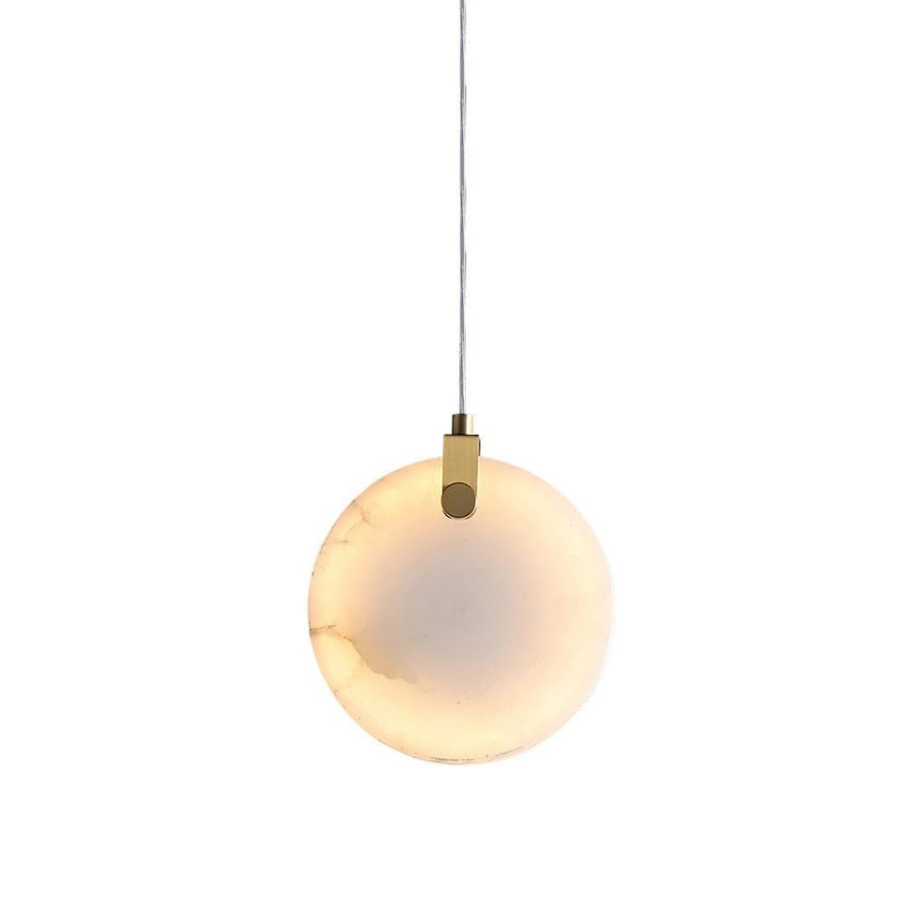 Simple Round LED Marble Pendant Light, Minimalism Modern Decorative Pendant Lamp, Nordic Personalized Hanging Light Fixture, Small Rustic Ceiling Chandelier For Kitchen Island Dining Room Bedsi
