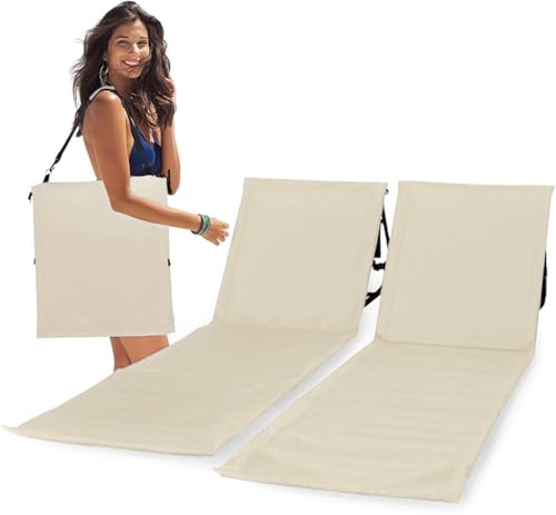 UNIPRIDE Lightweight Beach Chairs for Adults #2026 - Beach Mat Sand Free Waterproof I Ideal as Lounger for Tanning I Relaxing Compact & Ultimate Beach Gear (Beige)