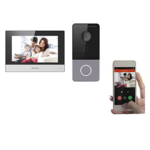 Image of HIKVISION IP Based Wireless Video Door Phone /Bell|7-inch Colorful TFT Screen|Resolution 1080p|Wide Angle Coverage|BuiltIn Microphone & Loudspeaker|Echo Cancellation|Water& Dust Resistant|(DS-KIS603-P)
