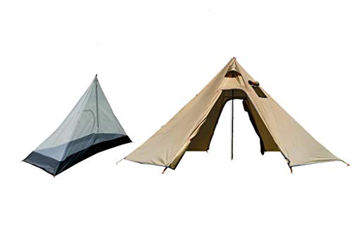Carpa tipí ligera para 1-2 personas con media malla y jack para estufa miniatura 1