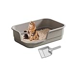 Katzenklo-Hohe Seiten Niedriger Einstieg - Spritzsichere Katzentoiletten - Für Reinigung Geruchskontrolle Innenbereich Büro Studentenwohnheim Wohnung Haushalt Hotel Wohnzimmer