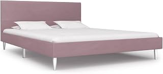 VACARX Marco de cama de tela rosa de 150 x 200 cm, tamaño king de 5 pies, color rosa