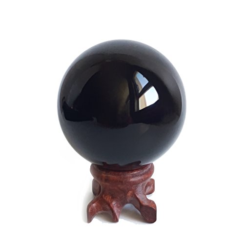 Mina Heal Obsidian Crystal Ball for Fengshui Ball, Meditation, Crystal Healing, Divination Sphere, Home Decoration, 100% Natural and Genuine