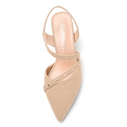 Pointed Toe Pumps Women - Low Chunky Heel Slingback Slip-On, Solid Color Shoes for Wedding Guest, Cocktail Parties & Daily Use3