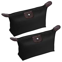 Aucuu 2 Stück Kosmetiktasche Klein, Schminktasche, Make-up-Tasche, Kulturbeutel, Mini-Reisetaschen für Make-up-Pinsel, Cosmetic Bag für Reisen Urlaub und Alltag, Schwarz