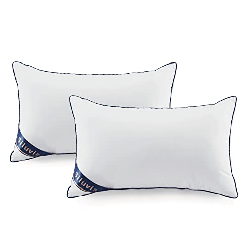 Siluvia Decorative 12x20 Pillow Inserts Set of 2 - Square Throw Pillows with 100% Cotton Cover for Sofa, Couch, and Bed - White