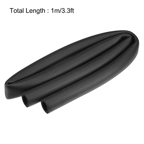sourcing map 1m Rohrisolierung Schaumstoff, Durchmesser 20mm Isolierstärke 5mm Heizungsrohr Verkleidung für Fitnessgeräte, Rohre, Handhaben (Schwarz)