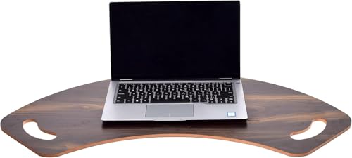 Image of Vruta Wood Curved Lap Desk Use on Chair & Bed as Study Pad or Writing Pad Table Tray with Handles for Laptop Multipurpose Board Both Side Pre Laminated Wooden (Made in India) (Brown), 780 x 8 Mm