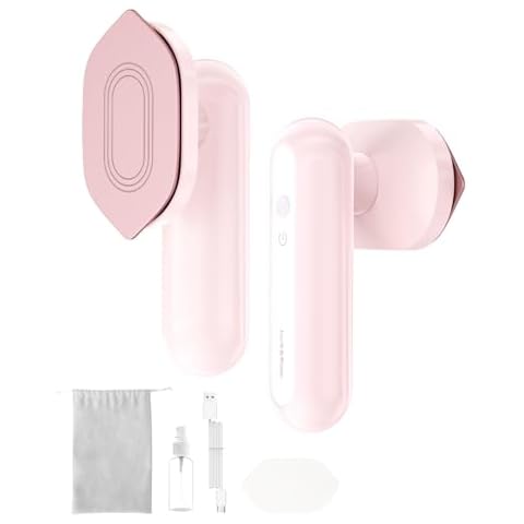 Jack＆Rose Travel Iron For Clothes,Cordless Type-C Rechargeble Iron,0.77Ib Lightweight,4.7 * 2.8 * 2.3 in Small Mini Size,Ceramic Soleplate,No Steamer,Global use for travel,trip(Pink） Cover