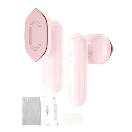 Jack＆Rose Travel Iron For Clothes,Cordless Type-C Rechargeble Iron,0.77Ib Lightweight,4.7 * 2.8 * 2.3 in Small Mini Size,Ceramic Soleplate,No Steamer,Global use for travel,trip(Pink）