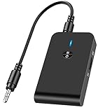 Bluetooth Transmitter for TV PC, 2 in 1 Bluetooth Audio Adapter Music Receiver (3.5mm Jack Cable, Low Latency,Built-in Microphone) Wireless Transmitter for Home Stereo/Car/Airplane/Boat/Gym/MP3/MP4