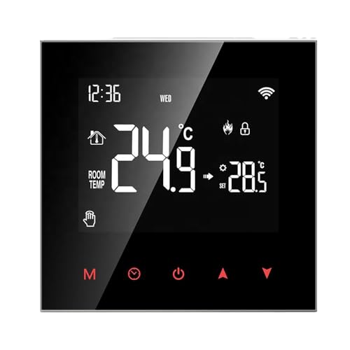 Termostato WiFi para caldera de gas, termostato Wi-Fi, pantalla LCD, botón táctil, retroiluminado, programable con Alexa Google Home y teléfono App