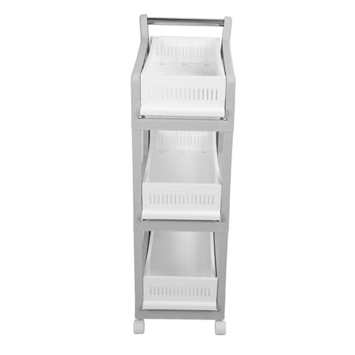 Rollwagen Organizer Küchen Lagerhilfe, 360 Grad Rotation Schieberschubladenkörbe Robuste und Geräumige Lagerregal für Gemüse Obst Snacks Getränke Spielzeug Spielzeug (3 Schichten)