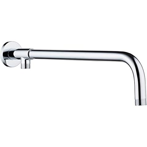 Melairy Chrome Polished Overhead Shower Head Arm with Brass Holder Wall Mounted 48cm Stainless Steel Shower Arm for Fixed Shower Head Cover
