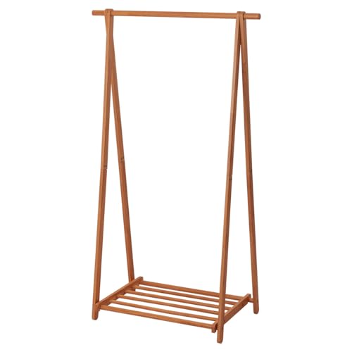 ぼん家具 ハンガーラック コートハンガー 木製 折りたたみ 幅100.5×奥行53.7×高さ172.5cm 棚付き 荷物置き かばん 洋服掛け おしゃれ 衣類収納 ブラウン