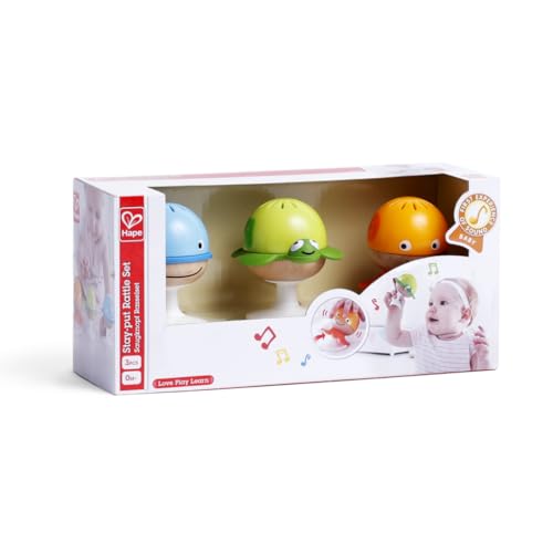 Hape Jouet en Bois Hochets Bébé Animaux Marins à Ventouse - 3 Jeux d'Éveil pour Bébé Fille et Garçon - Baleine, Pieuvre, Tortue Musicale - Jouets Sensoriels, Anneaux Dentition pour les Bébés – vue 4
