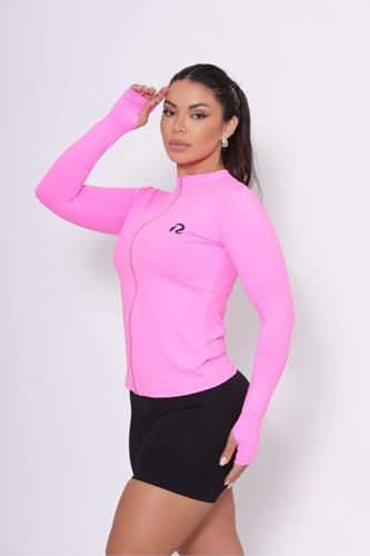 Blusa Térmica UV Camisa Tecido Gelado Proteção Solar Zíper (Rosa, P)