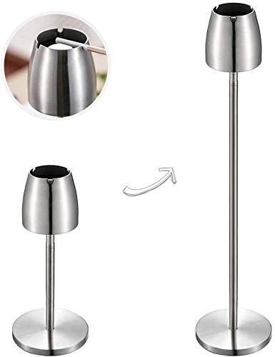 Cendrier en acier inoxydable, Cendrier sur pied réglable en hauteur Plateau de cendrier télescopique sur pied Cendriers à cigarettes portatifs à l'intérieur extérieur coupe-vent Facile à nettoyer