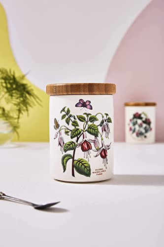 Portmeirion Botanic Garden Small Airtight Canister | 5.5 Inch Storage Container With Fuchsia Motif | Made In England From Fine Earthenware | Dishwasher Safe #TOP2