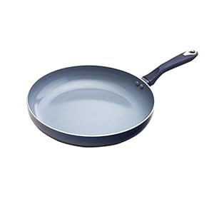IMUSA USA Blue Ceramic Fry Pan with Soft Touch Handle, 12 Inch, 12″