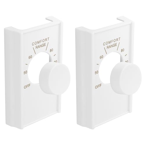 White Double Pole Line Volt Thermostat Cover for Old Style D22 - HVAC,with Line Volt Knob Knob Replacement Set (2)