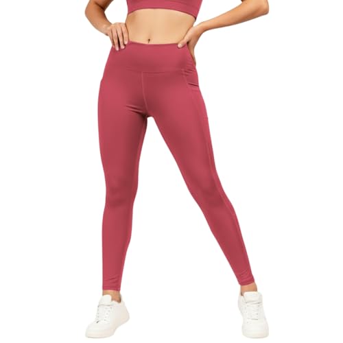 Image of NINQ high Waist Women Gym Compression Pants for Workout with Pocket, Yoga & Exercise, Active Wear Legging Sports Tights Trousers with Comfortable Fit for Running, Jogging & Training