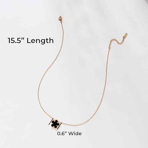Image of Billet-doux 14k Gold-Plated Clover Necklace for Women, Sparkling Four-Leaf Shiny Clover Pendant with Dazzling Pave CZ Halo, Adjustable Size, Trendy Jewelry Gifts Perfect for Her