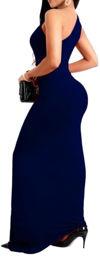 Image of SxClub Women's Formal Wedding Guest Dresses Long Prom Gowns Evening Party | Cocktail Dresses for Women High Neck Sleeveless Twist Waist Floor Length Dress Split Back