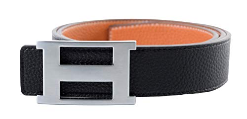 Dinamit Jeans Unisex Genuine Leather Casual Dress Belt With Buckle And Reversible Strap - Tan Strap, Silver Buckle #TOP4