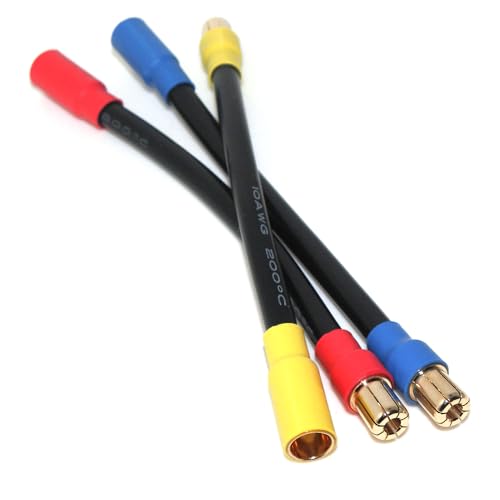 Cable de cobre 10 AWG con conector bala 6.5mm y aislamiento de silicona para motores RC