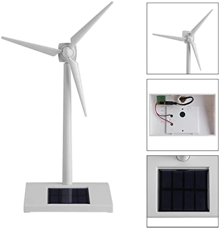 Blaihild Mini Solar Windmill Toy for Kids Science Teaching Tool, with Solar Panel, White ABS Plastic, 5.5x3.54x10.23 Inches, for Home Decoration - 2