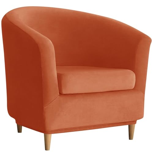 Housse de fauteuil cabriolet velours brun extensible 2 pièces - 2