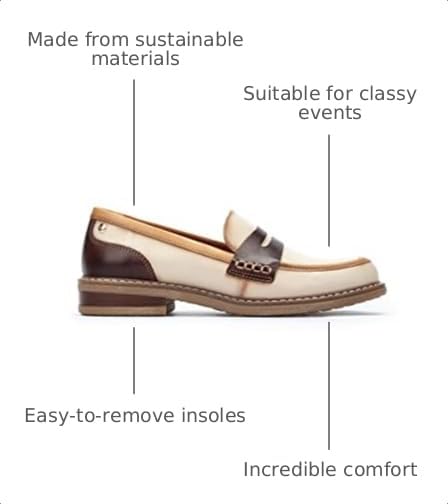 Image of PIKOLINOS Aldaya W8J-3541 Women's Loafers - Premium Calfskin Leather Slip-On - Lightweight Comfort, Removable Insole, Medium & Wide Width Ergonomic Everyday Support
