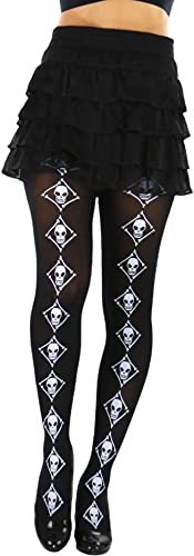 Image of ToBeInStyle Women's Skull Crossbones Skeleton Pirate Symbol Hosiery Tights & Thigh High Stockings