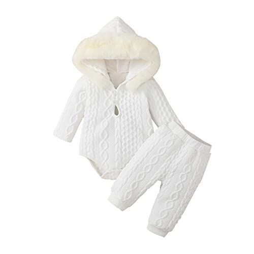 Baby Clothing Sets Girls Hooded Long Sleeve Romper and Pants Outfit