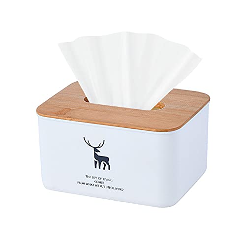 MHwan feuchttücher Box, Tissue Box, Rechteckiger Gewebespender mit Holzabdeckung Facial Tissue Box für Home Office Badezimmer Waschtische, 13,6 x 17 x 9 cm Cover