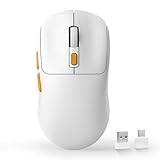 Uiosmuph G01 Wireless Mouse, USB C Rechargeable Ergonomic Computer Mouse, 2.4GHz Optical with USB Receiver & Type C Adapter for Laptop, PC, Mac, Chromebook - White