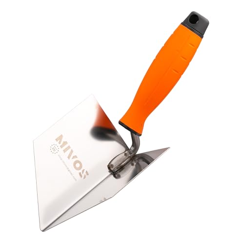 Mivos Cazzuola angolare antiruggine 125 x 75 mm – Cazzuola angolare interna in acciaio inox – spatola angolare interna con impugnatura morbida – Cazzuola angolare per la lavorazione di angoli interni