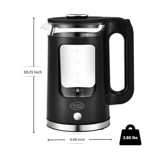 Hervidor eléctrico de vidrio Alpine Cuisine 1.7L negro miniatura 6