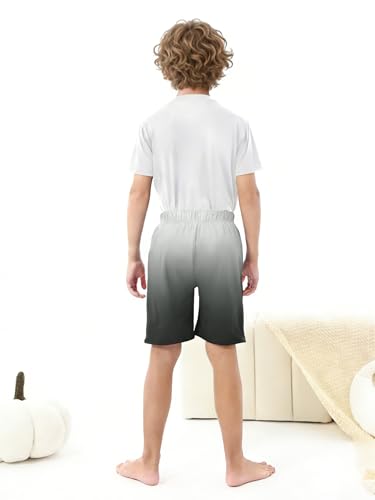 Image of Cooraby 2 Pack Boys Pajamas Shorts with Drawstring Pockets Teens Pull-on Pajamas Shorts Sport Casual Shorts for Youth
