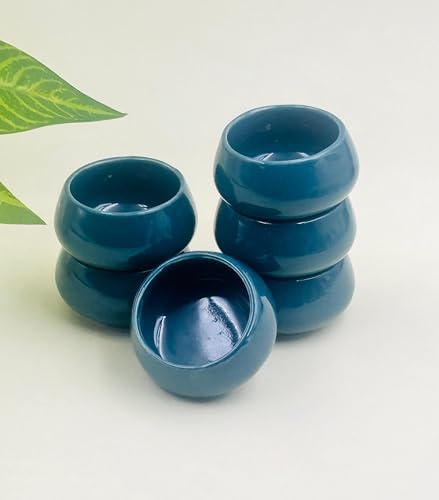 Image of Lupaava Serving Dip Sauce Chutney Mini Ceramic Bowls Pack of 6 | Ceramic Handcrafted Shine, Microwave Bowl Sets, Kitchen Accessories 35 ml