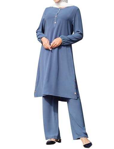 Muslim Clothes for Women Modest Abaya Button Down Robe Afghan Loose Pant Dubai Attire Islamic Plus Size Boho Caftan