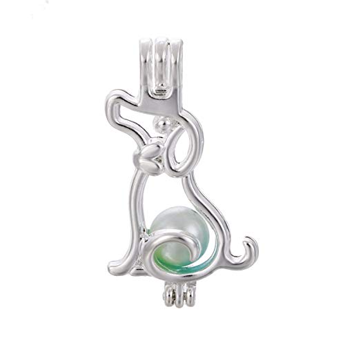 10Pcs Silver Pearl Cage Locket Pendants, Essential Oil Diffuser Diy Necklace Bracelet Jewelry Making Craft, Bulk Beads Aromatherapy Diffuser Charms Gifts For Women Girls (Dog) #TOP6