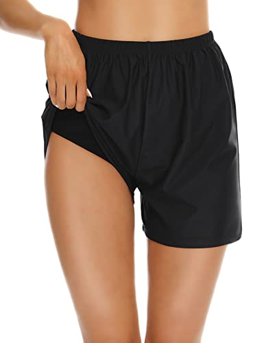 Lecieldusoir Women's Plus Size Swim Shorts High Waisted Bathing Suit Bottoms Tummy Control Swimsuit Board Shorts Boy Shorts Black #TOP1