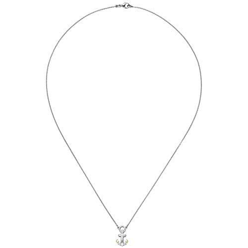 Jobo Damen-Halskette aus 925 Sterling Silber mit Anker-Anhänger 45 cm