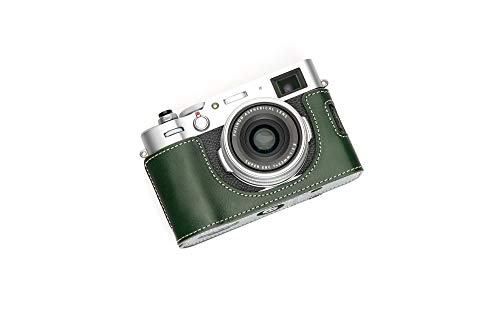 TP Original FUJIFILM X100V 専用 オープナブルタイプ 本革 ボディケース 緑色(底面開閉)