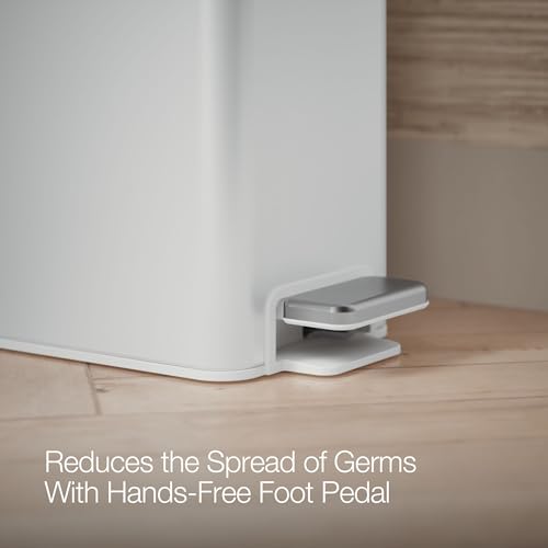 Kohler 2.5 Gallon Stainless Slim Step Trash Can, White | 20957-STW, Bathroom Trash Can with Soft-Close Foot Pedal, Stainless Steel - image 9