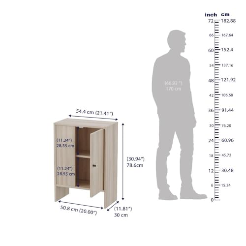 Image of Wakefit Engineered Wood Cabinet | 1 Year Warranty | Storage Cabinet for Home Kitchen Living Room | 1 Closed Compartment | Almeida - Moldau Acacia