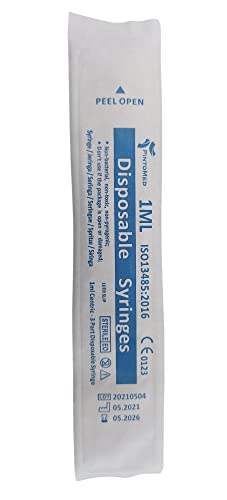 PintoMed Spritzen ohne Nadel, Einweg (Einmalgebrauch), 3 Teile, steril, Luer Slip - Pack 100 - 1 ml